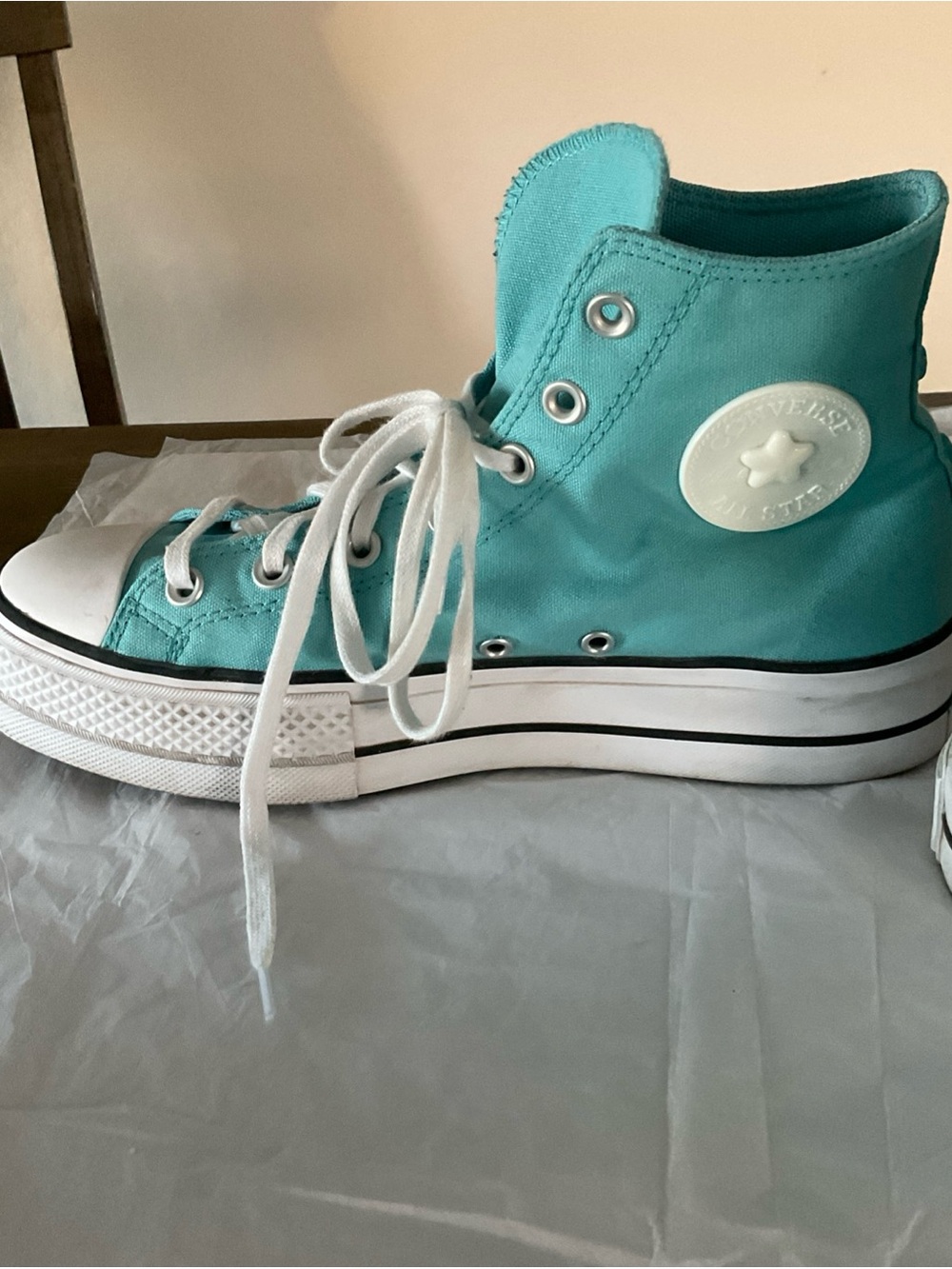 Converse Chuck Taylor All Star High Tops Platform TurquoiseBlue size 9 - Picture 6 of 13